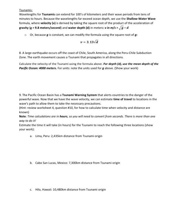 Solved Coastal Worksheet: A. An earthquake causes a Tsunami