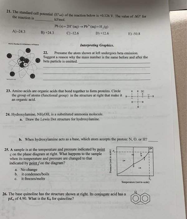 Solved 21 The Standard Cell Potential 0 He Standard Ce Chegg Com