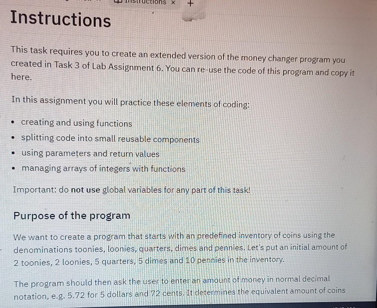 Solved \#include estdio.h> 6 7. // Change denominations 8 | Chegg.com
