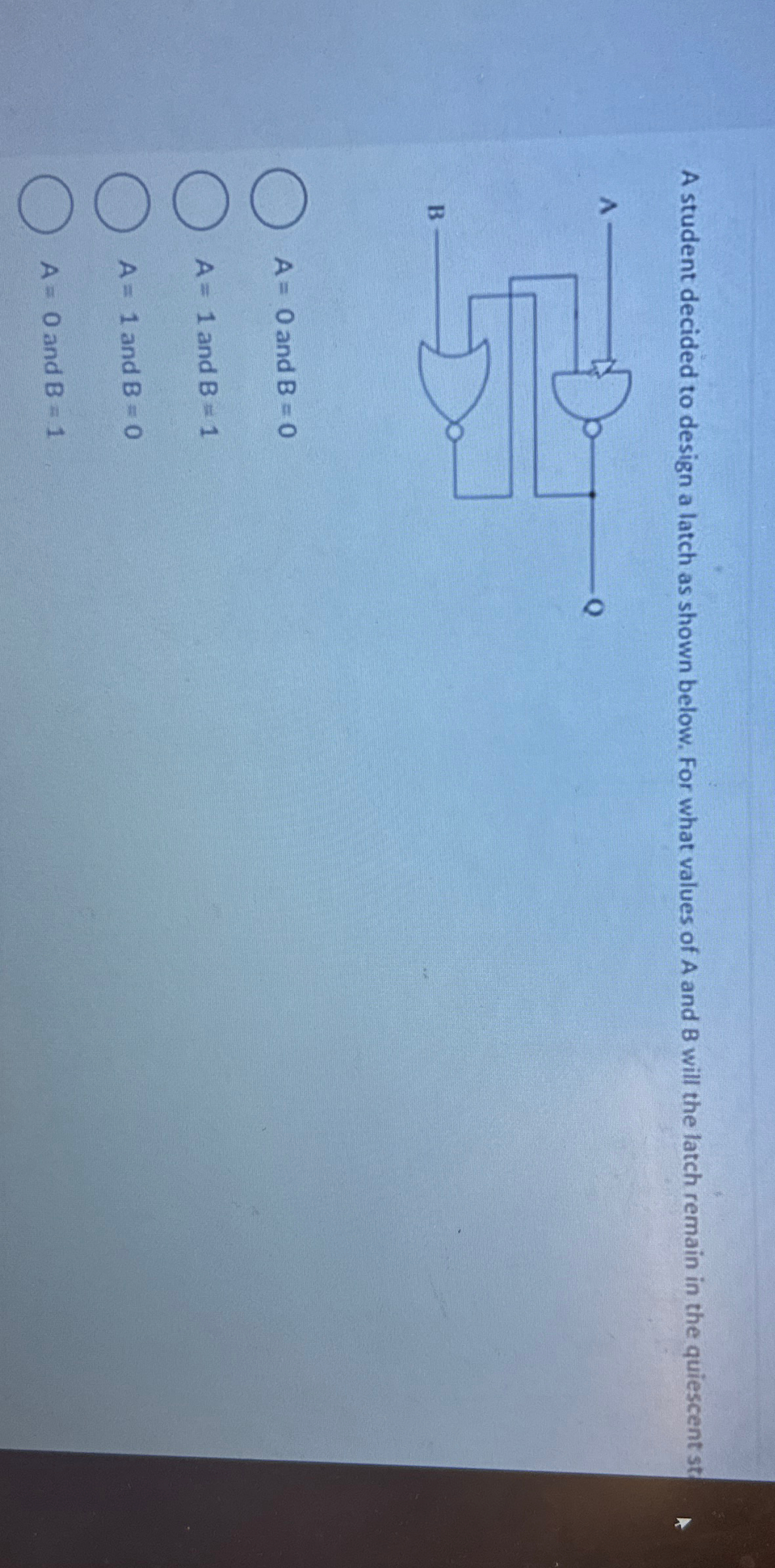 Solved A student decided to design a latch as shown below. | Chegg.com
