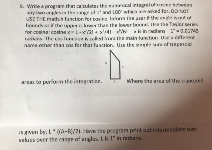 Solved 9. Write a program that calculates the numerical | Chegg.com