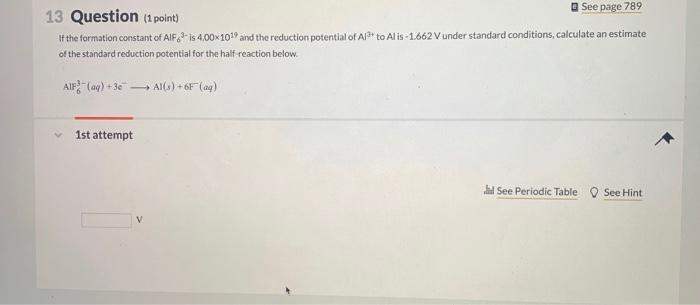 Solved See page 789 13 Question (1 point) I the formation | Chegg.com