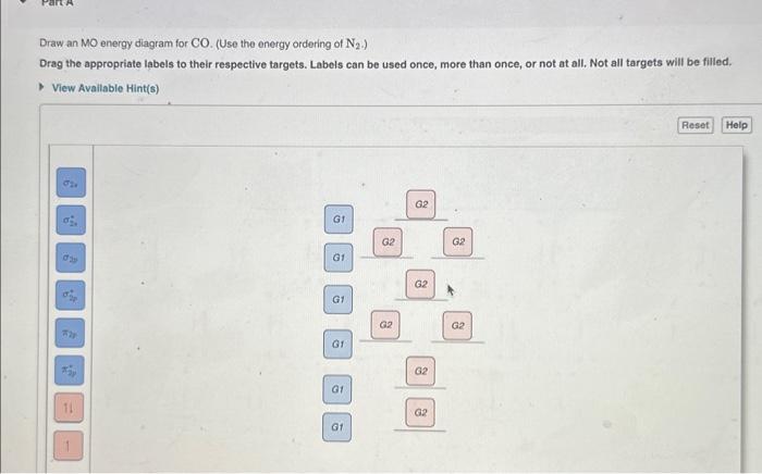 Solved Draw an MO energy diagram for CO. (Use the energy | Chegg.com