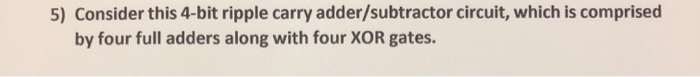 Solved 5) Consider this 4-bit ripple carry adder/subtractor | Chegg.com