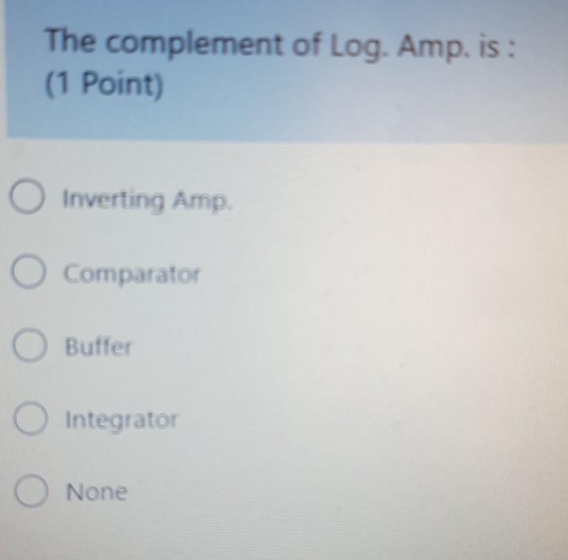 Solved The complement of Log. Amp. is (1 Point) O Inverting