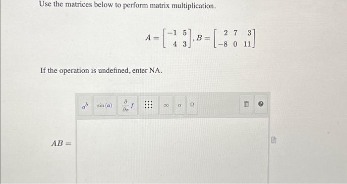 Solved Use The Matrices Below To Perform Matrix | Chegg.com