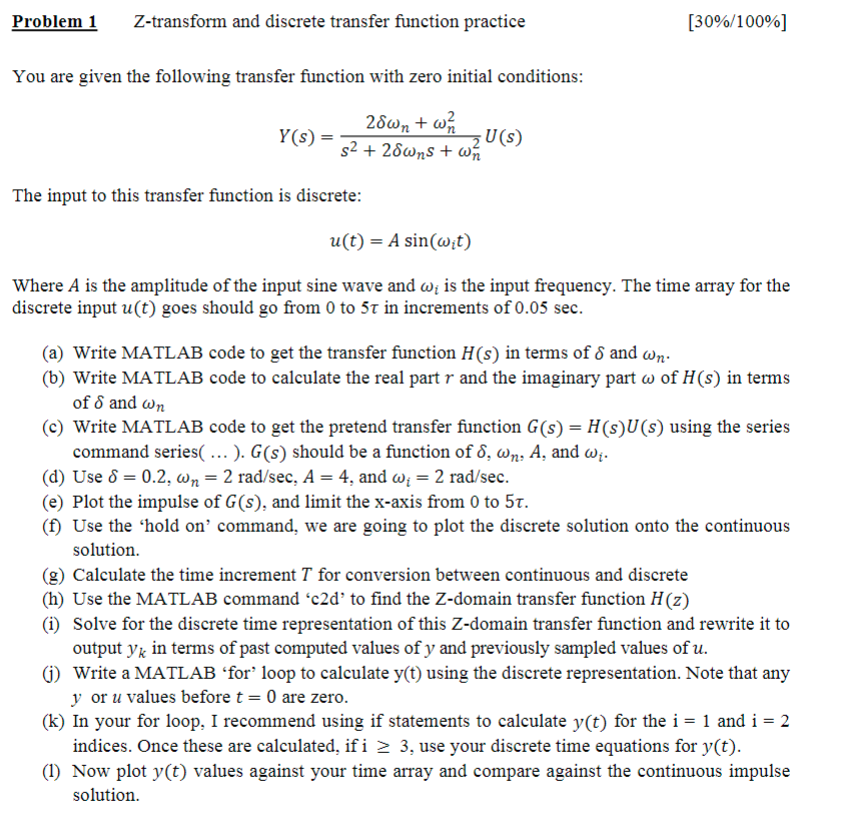 Solved Problem 1 Z-transform and discrete transfer function | Chegg.com