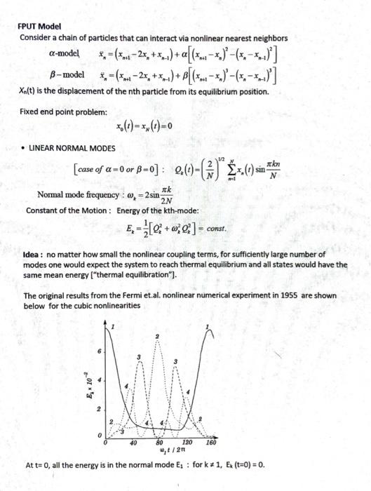 FPUT Model Consider a chain of particles that can | Chegg.com