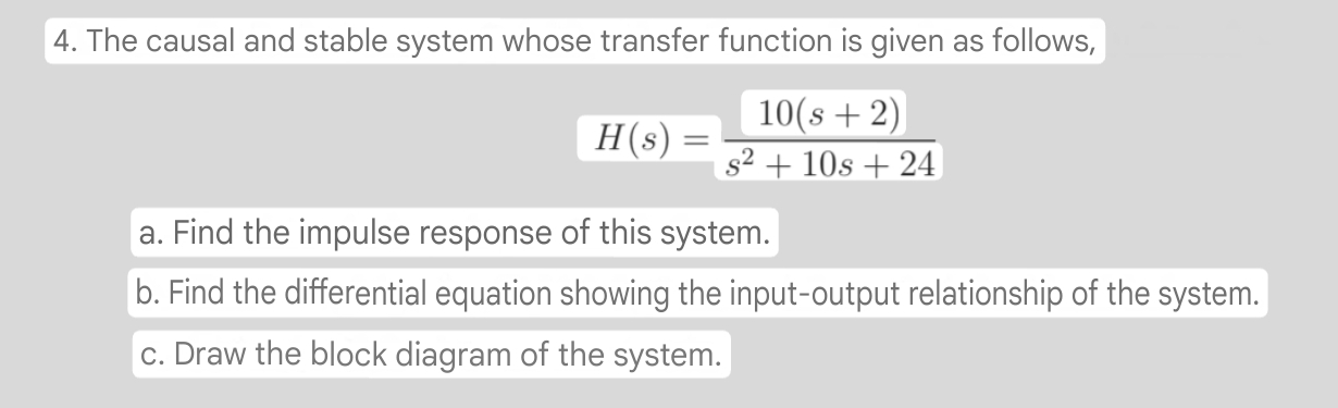 The causal and stable system whose transfer function | Chegg.com