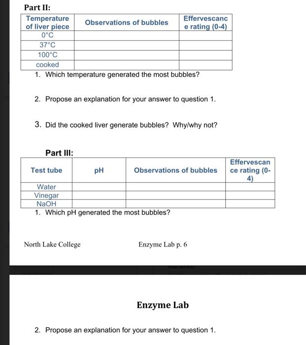 Solved Part II: 1. Which temperature generated the most | Chegg.com