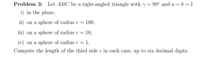 Solved Problem 3: Let ABC be a right-angled triangle with 7 | Chegg.com