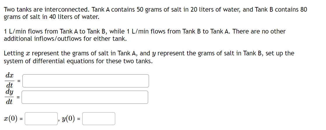 Solved Two tanks are interconnected. Tank A contains 50 | Chegg.com
