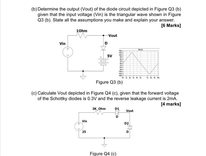 Solved (b) Determine The Output (Vout) Of The Diode Circuit | Chegg.com