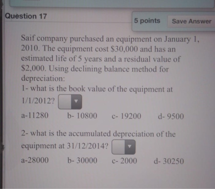 Solved Question 17 5 points Save Answer Saif company | Chegg.com