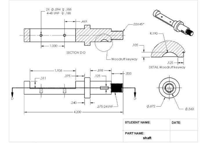 Solved Can you create the shaft in soludworks using step bt | Chegg.com