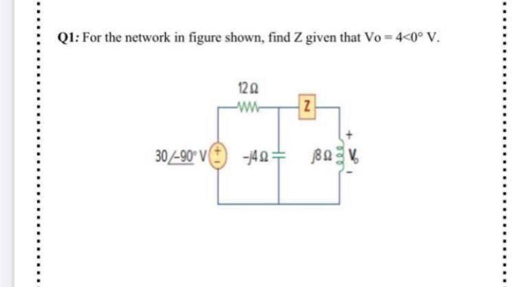 Solved Q1: For The Network In Figure Shown, Find Z Given | Chegg.com