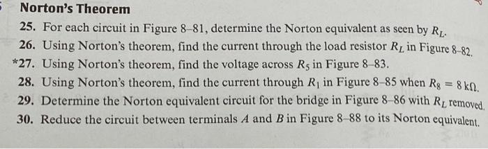 Norton's Theorem 25. For Each Circuit In Figure 8-81, | Chegg.com