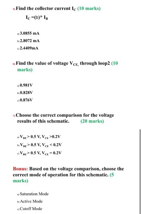Solved Example: Given the following BJT transistor circuit | Chegg.com