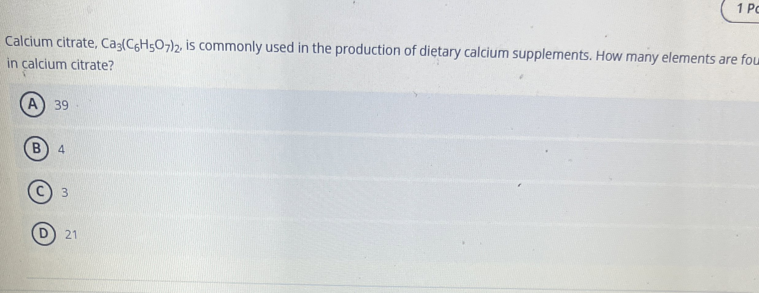 Solved Calcium citrate, Ca3(C6H5O7)2, ﻿is commonly used in | Chegg.com