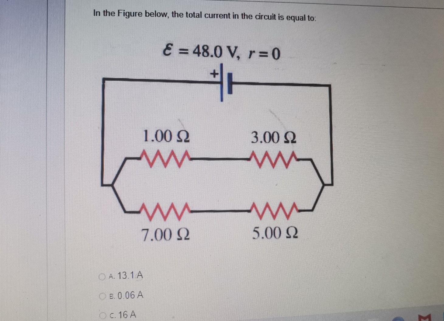 Solved In the Figure below, the total current in the circuit | Chegg.com