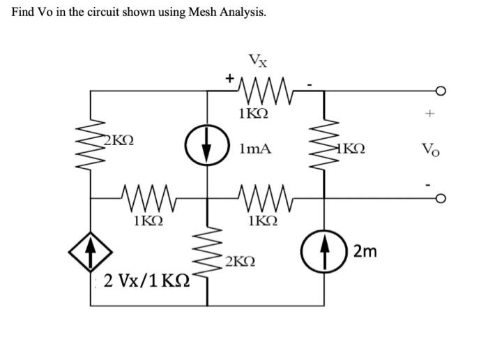 Solved Find Vo in the circuit shown using Mesh Analysis. | Chegg.com