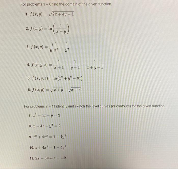 For problems 1−6 find the domain of the given | Chegg.com