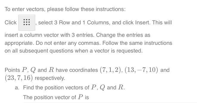 Solved To enter vectors please follow these instructions Chegg