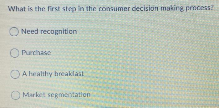 Solved What is the first step in the consumer decision | Chegg.com