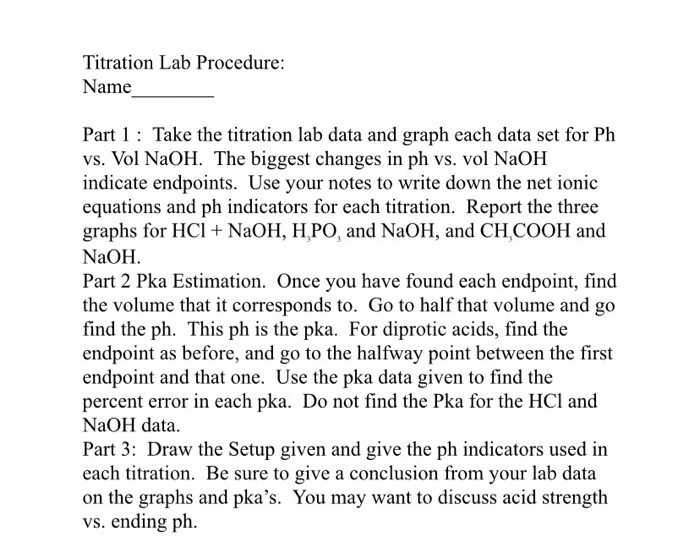 Solved Titration Lab Procedure: Name Part 1 : Take the | Chegg.com