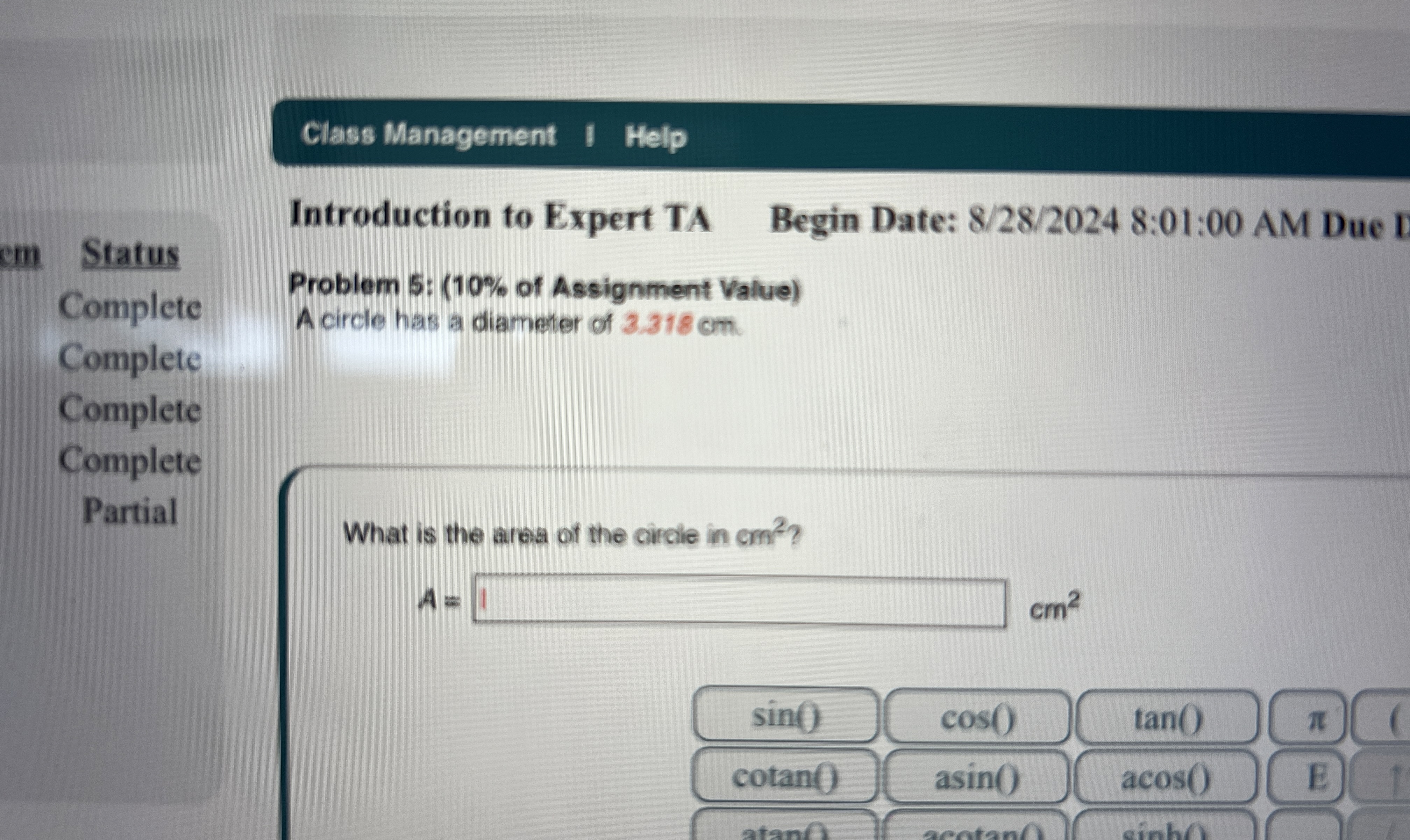 Solved Class ManagementHelpStatusIntroduction to Expert TA | Chegg.com