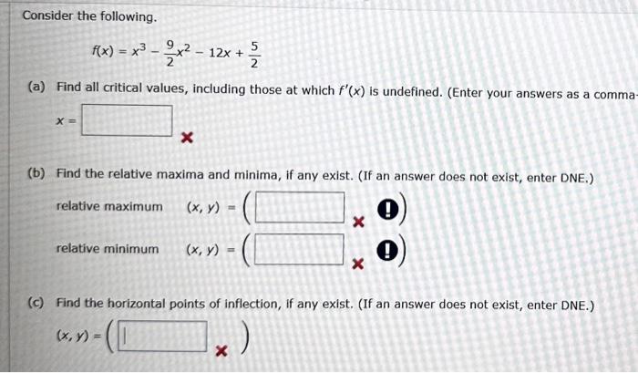 Solved Consider The Following F X X3−29x2−12x 25 A Find