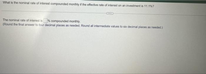 Solved The Nominal Rate Of Interest Is \% Compounded | Chegg.com