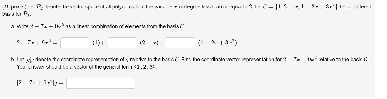 [solved] 16 Points Let P2 Denote The Vector Space Of