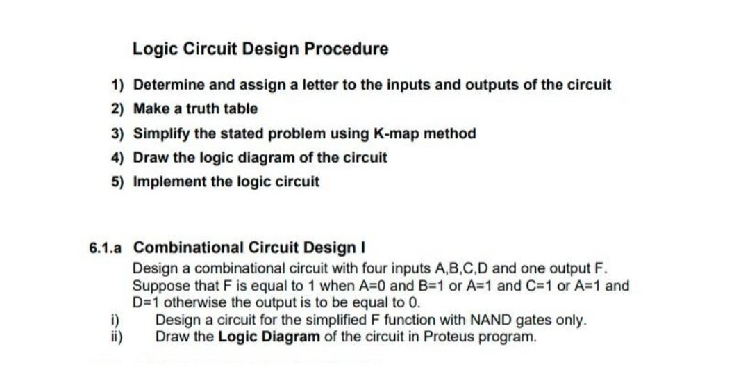 Solved Logic Circuit Design Procedure 1) Determine And | Chegg.com