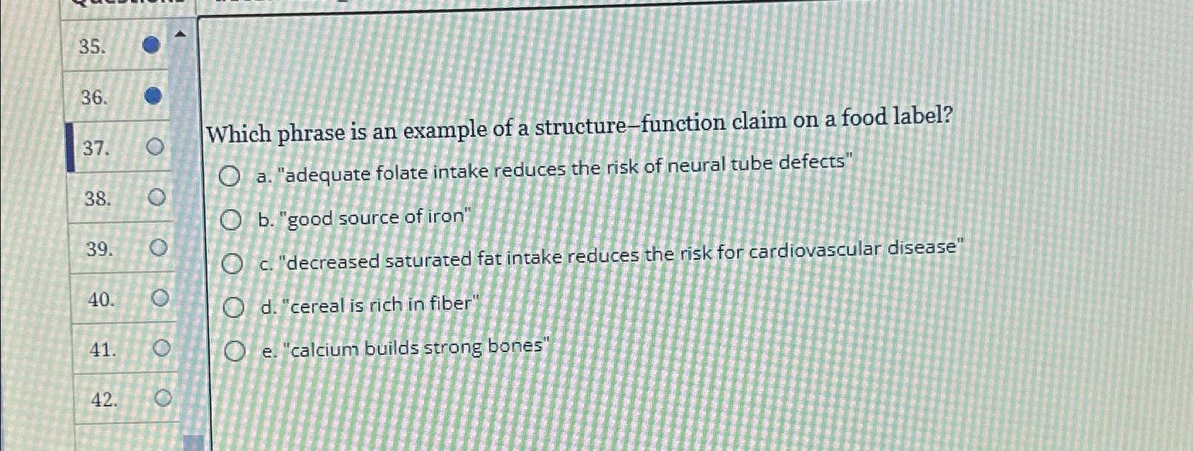 Solved Which phrase is an example of a structure-function | Chegg.com