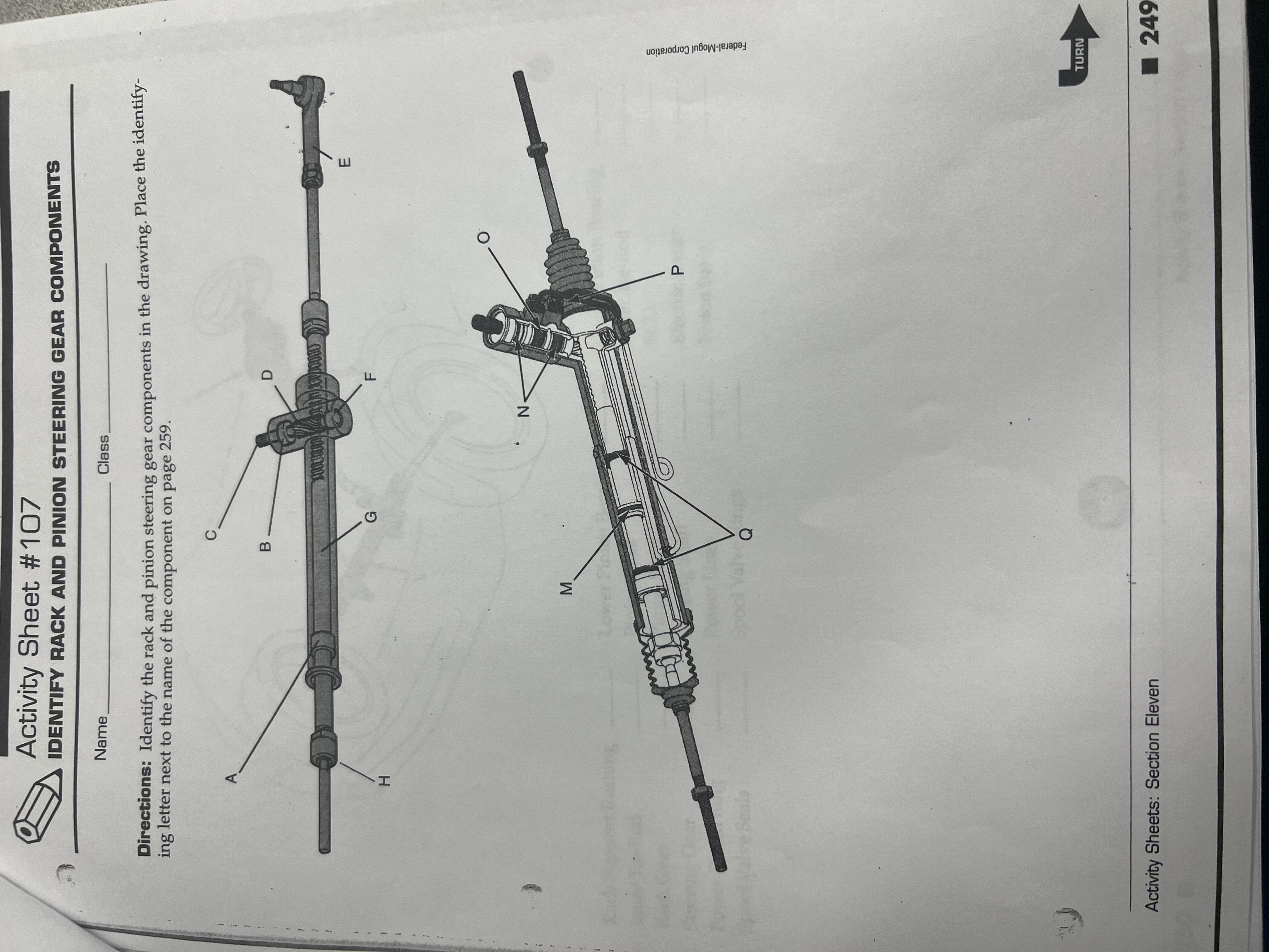 Solved Activity Sheet #107IDENTIFY RACK AND PINION STEERING | Chegg.com