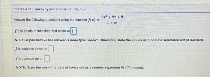 Solved intervals of concavity and points of inflection | Chegg.com