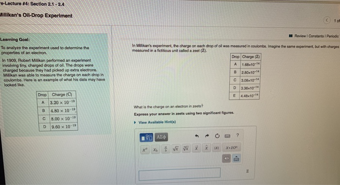 Solved: What Is The Charge On An Electon In Zeets?express | Chegg.com