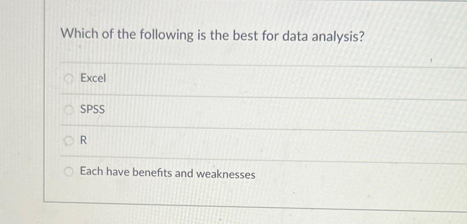 Solved Which of the following is the best for data | Chegg.com