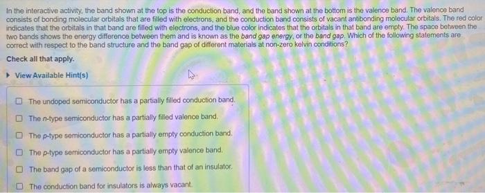 Solved in the interactive activity, the band shown at the | Chegg.com