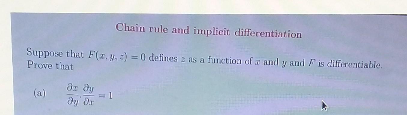 Solved Chain rule and implicit differentiation Suppose that | Chegg.com