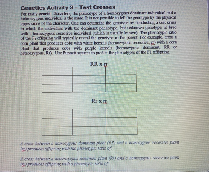 Solved Genetics Activity 3 - Test Crosses For many genetic | Chegg.com