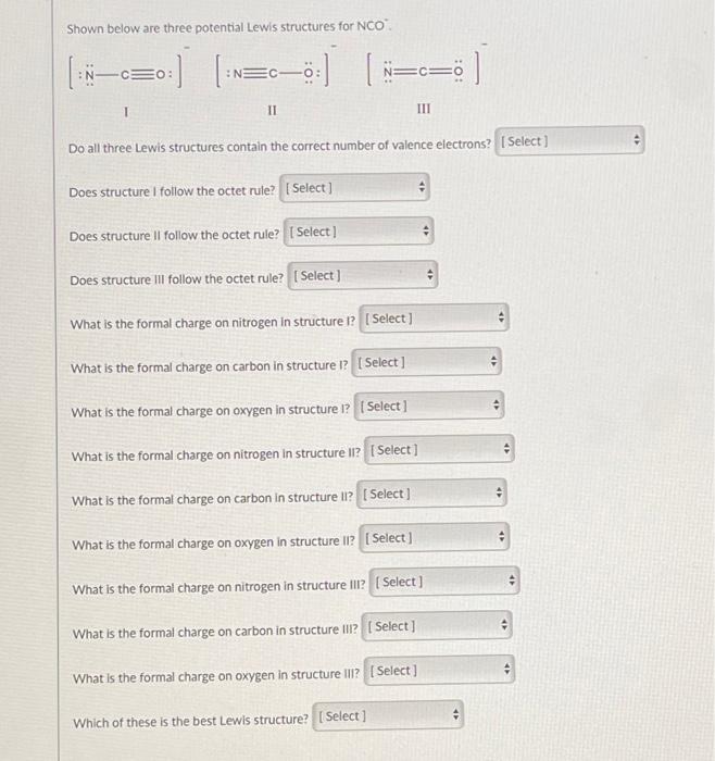 Solved Shown below are three potential Lewis structures for | Chegg.com