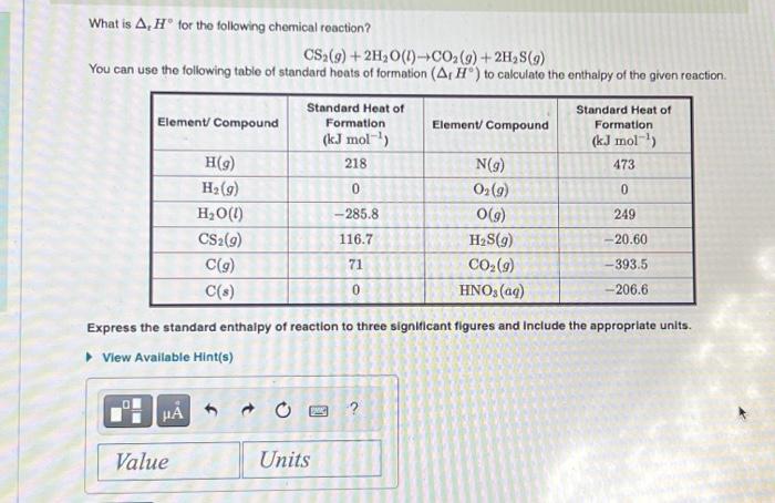What is ΔrH∘ for the following chemical reaction? | Chegg.com
