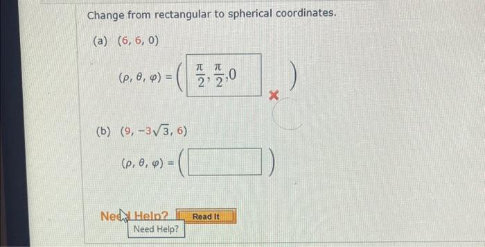 Solved Change from rectangular to spherical coordinates. (a) | Chegg.com