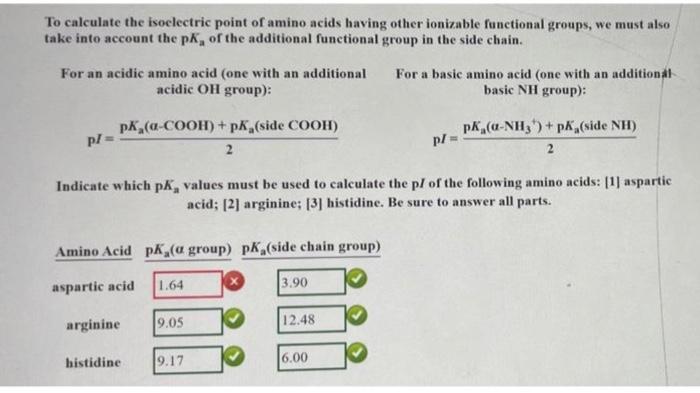 Solved To calculate the isoelectric point of amino acids | Chegg.com