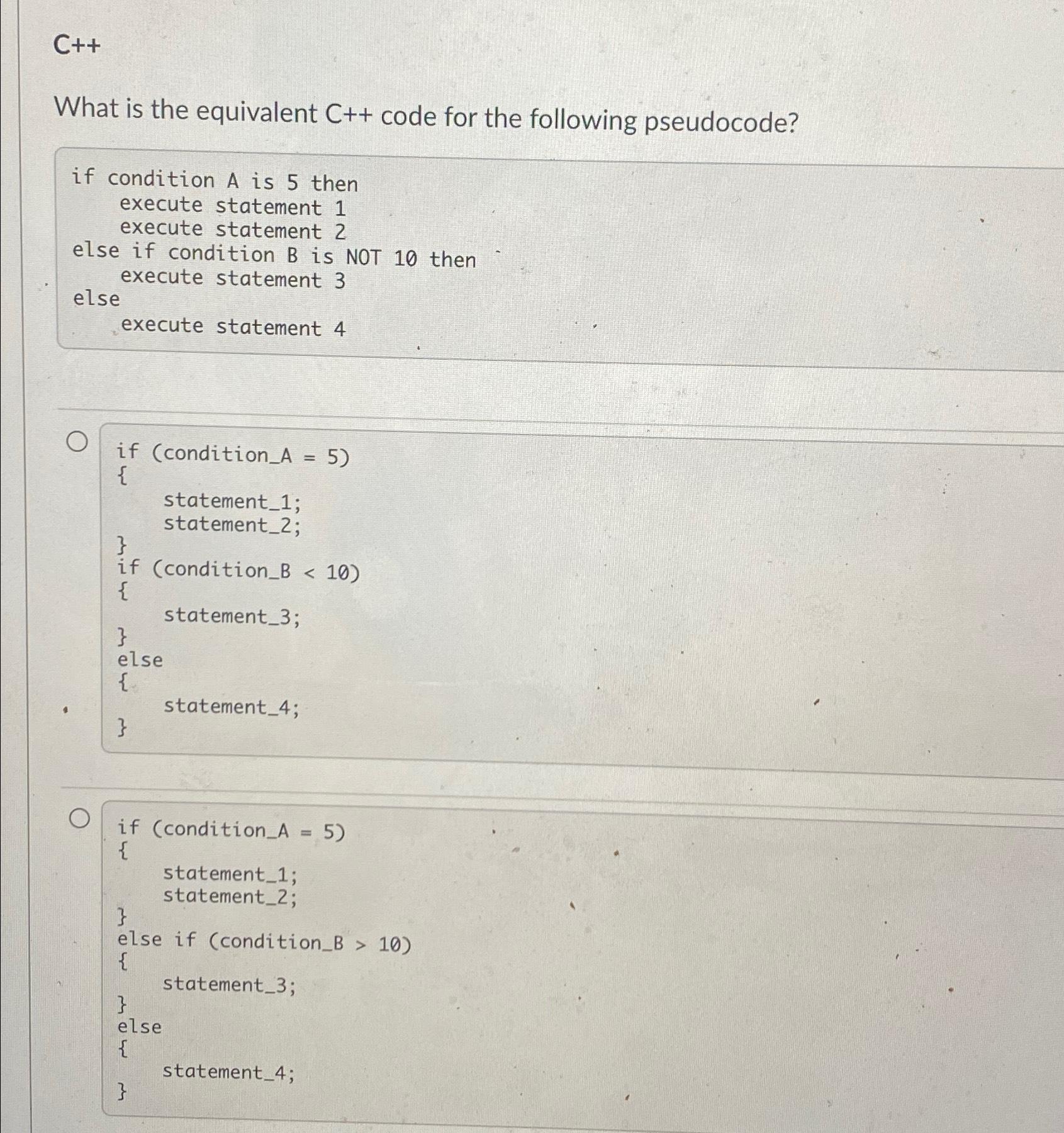 Solved C++What is the equivalent C++ ﻿code for the following