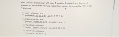 Solved For a Student's t-distribution with mean 0, ﻿standard | Chegg.com