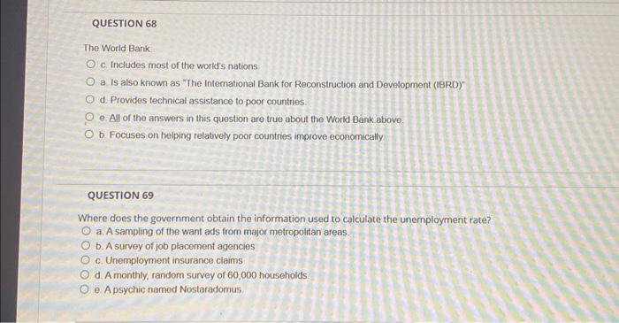 Solved The World Bank c. Includes most of the world's | Chegg.com