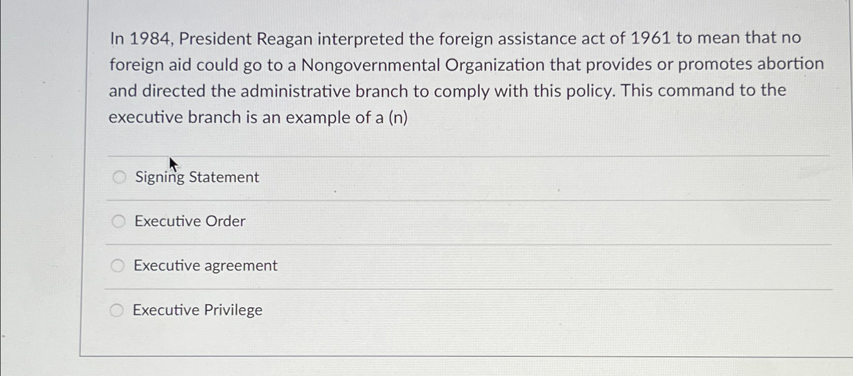 In 1984, ﻿President Reagan interpreted the foreign | Chegg.com